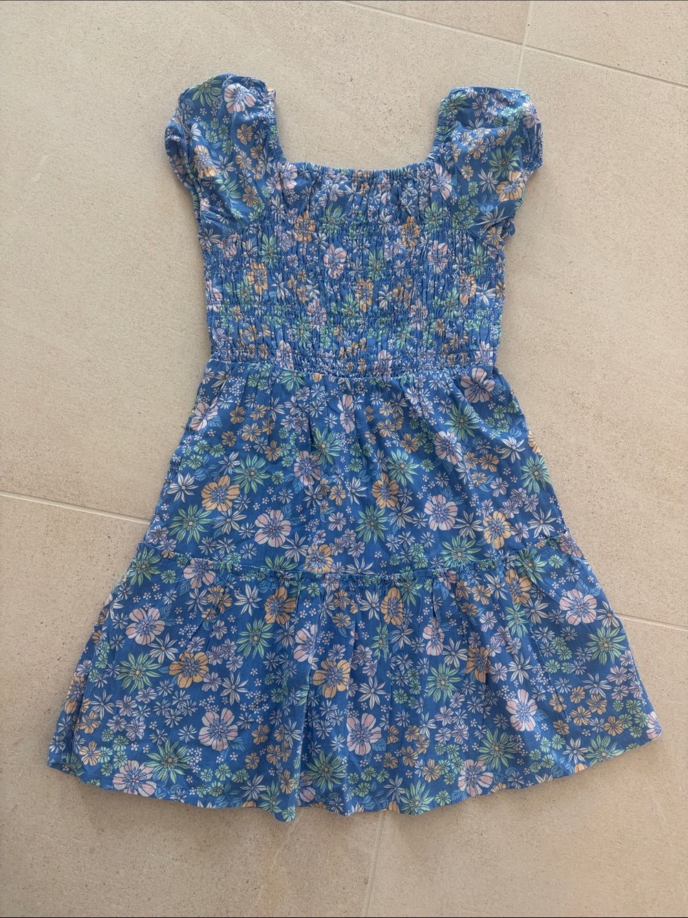 jumping beans Blue Floral Smocked Dress